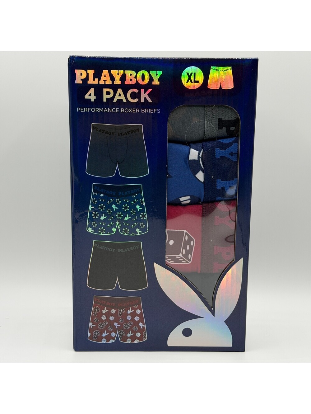 Playboy 4 Pack Performance Moisture Wicking Red Black Men's X-Large Boxer Briefs